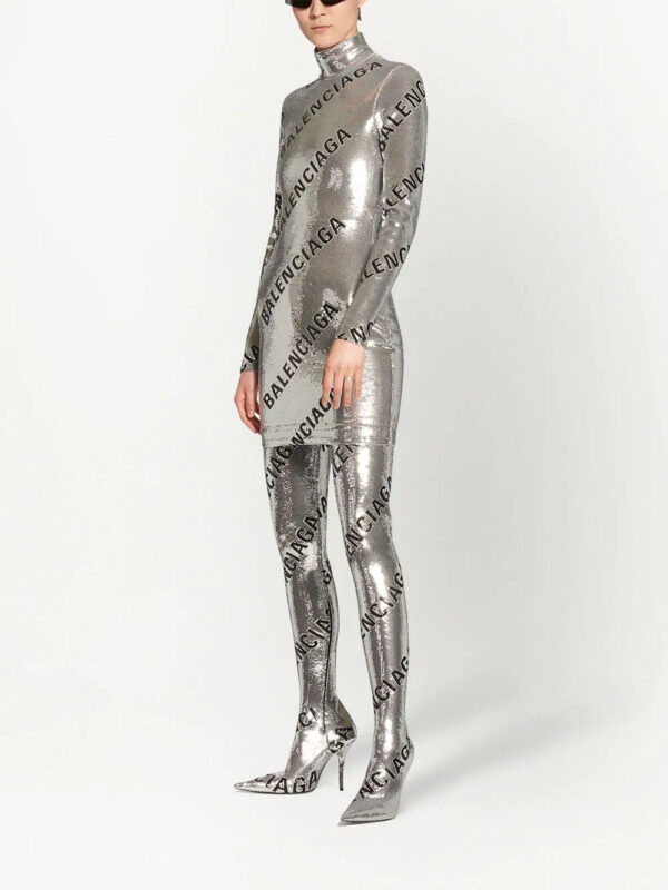 Balenciaga  logo-print sequin mini dress - Image 2