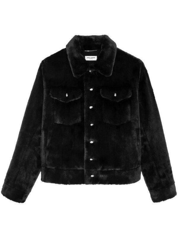 Saint Laurent  faux-fur detail trucker jacket