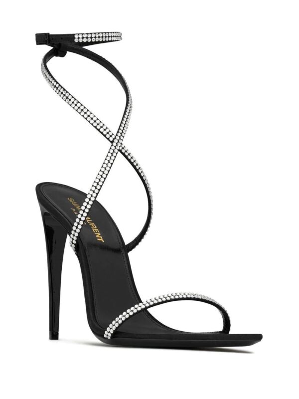 Saint Laurent Georgia rhinestone-embellished satin sandals - Image 2