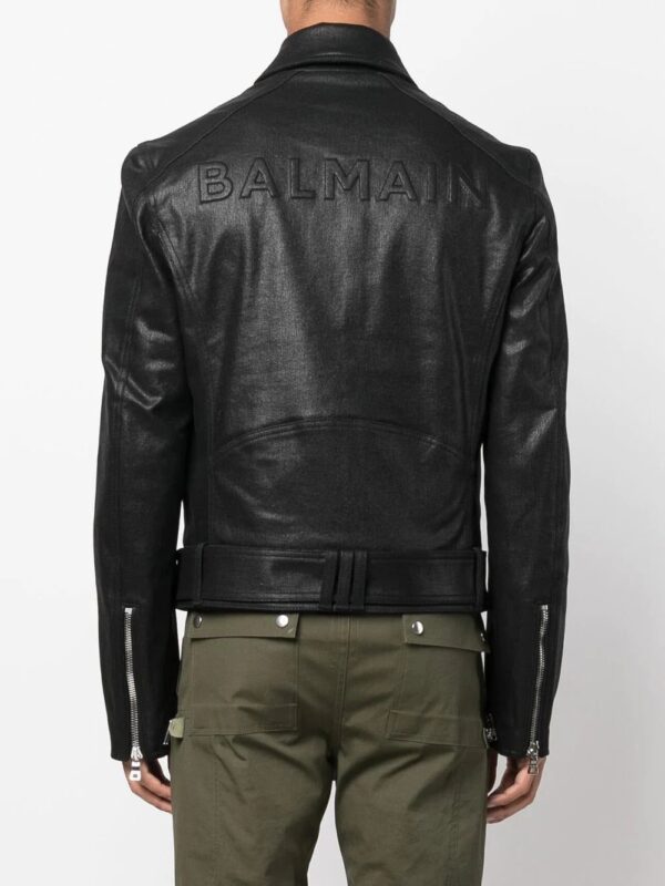 Balmain  coated denim biker jacket - Image 4