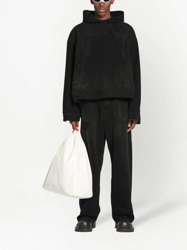 Balenciaga  matte-effect denim hoodie - Image 3