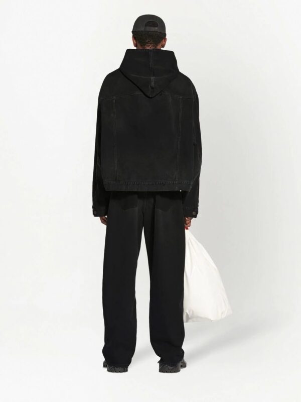 Balenciaga  matte-effect denim hoodie - Image 4
