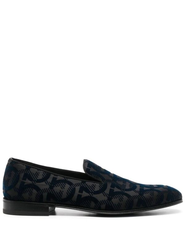 Ferragamo  flocked logo-print loafers