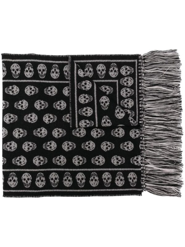 Alexander McQueen  skull-knit fringed scarf - Image 2