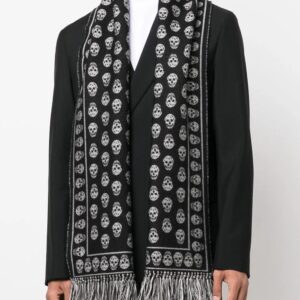Alexander McQueen  skull-knit fringed scarf