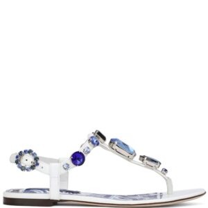 Dolce & Gabbana  bejewelled patent leather thong sandals