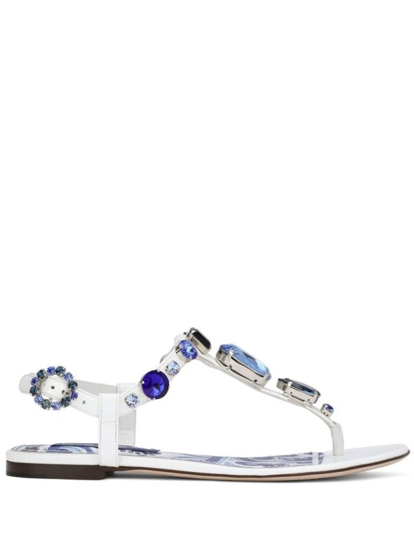 Dolce & Gabbana  bejewelled patent leather thong sandals