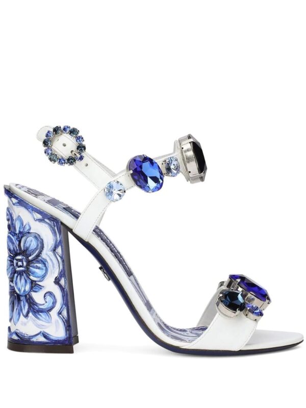 Dolce & gabbana  Majolica-print crystal-embellished sandals