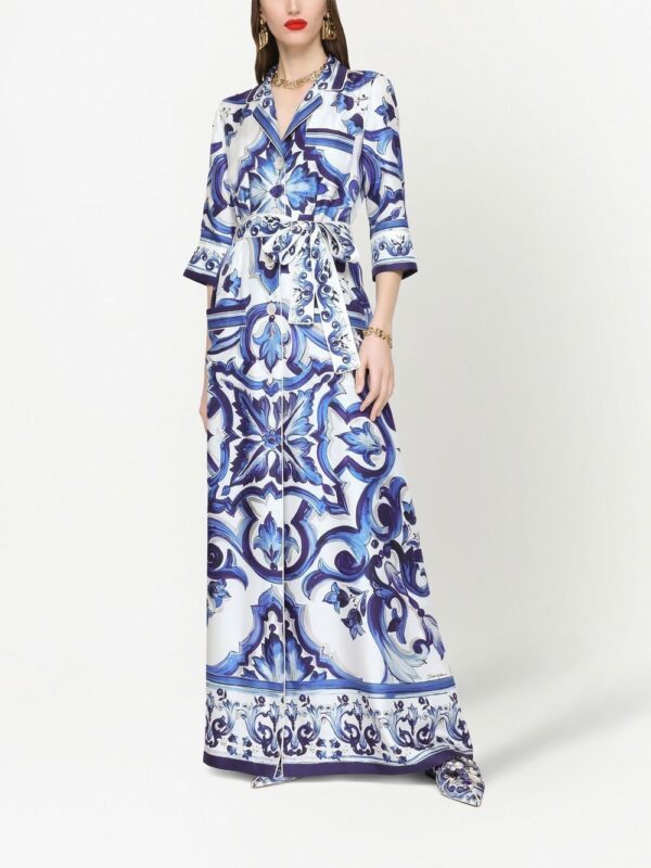 Dolce & Gabbana Majolica-print twill shirt dress - Image 3