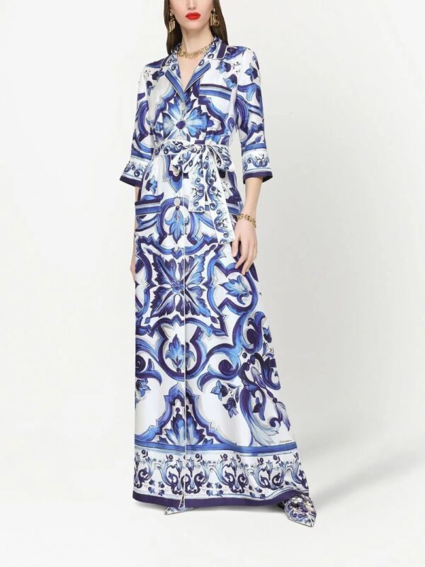 Dolce & Gabbana  Majolica-print maxi shirt dress - Image 3