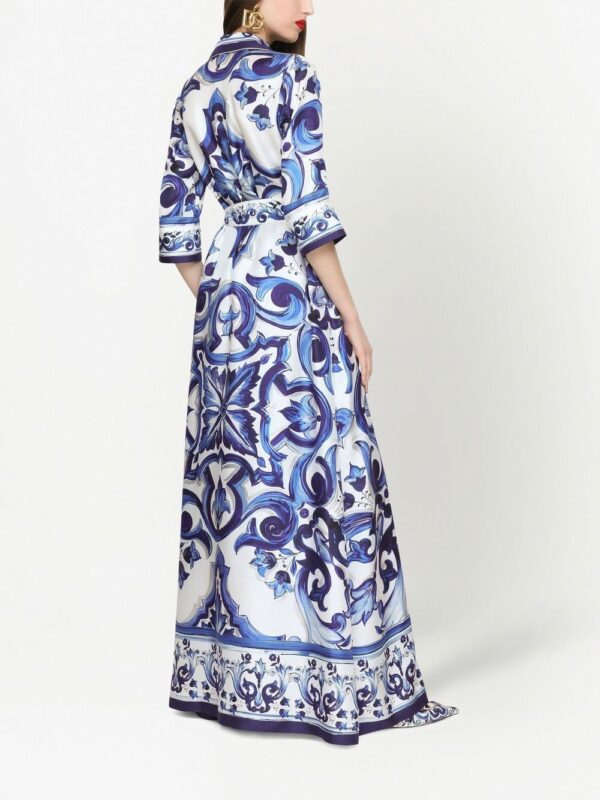Dolce & Gabbana Majolica-print twill shirt dress - Image 4
