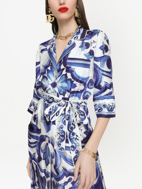Dolce & Gabbana Majolica-print twill shirt dress - Image 5