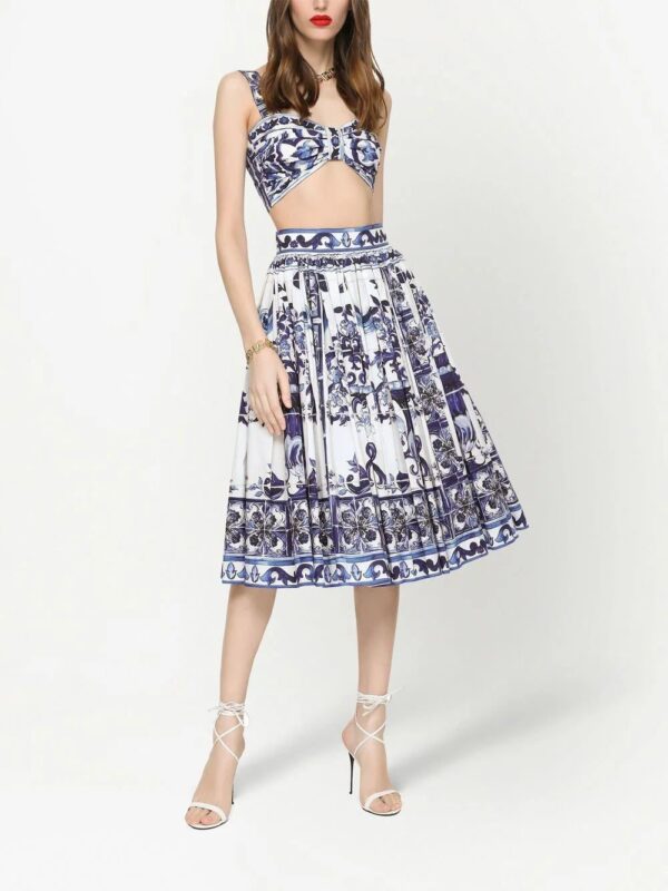 Dolce & Gabbana  Majolica-print pleated midi skirt - Image 3