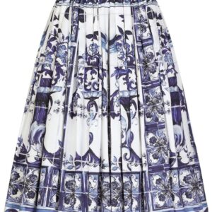 Dolce & Gabbana  Majolica-print pleated midi skirt