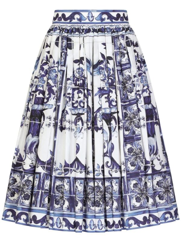 Dolce & Gabbana  Majolica-print pleated midi skirt