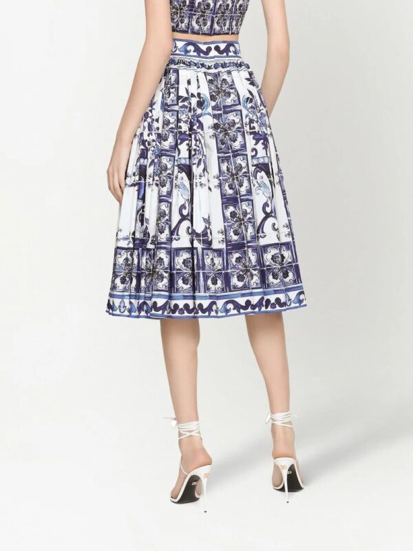 Dolce & Gabbana  Majolica-print pleated midi skirt - Image 4