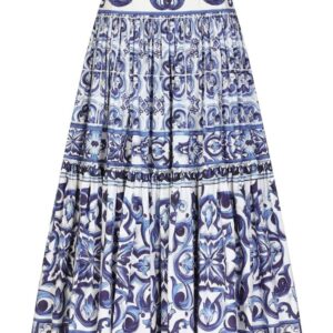 Dolce & Gabbana  Majolica-print pleated maxi skirt
