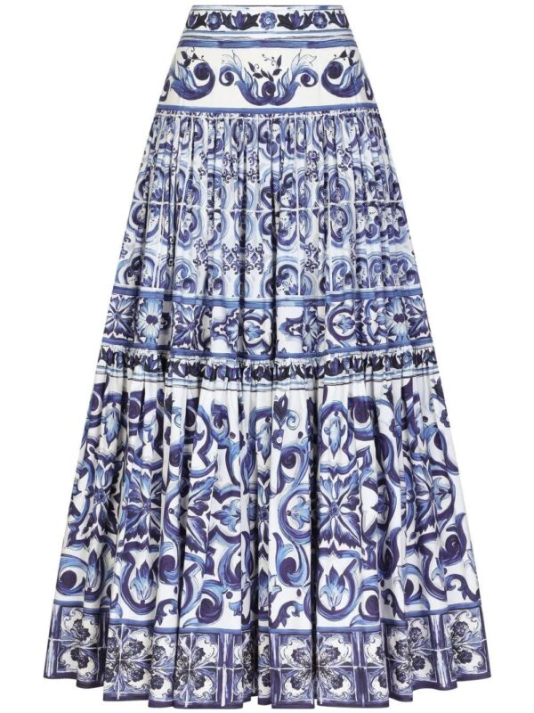 Dolce & Gabbana  Majolica-print pleated maxi skirt