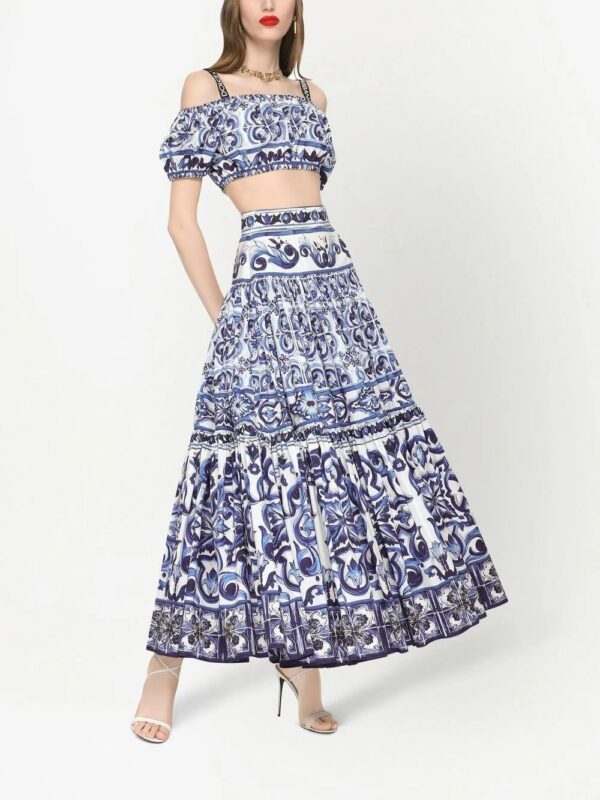 Dolce & Gabbana  Majolica-print pleated maxi skirt - Image 3