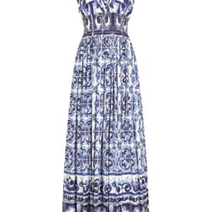 Dolce & Gabbana Majolica-print poplin maxi dress