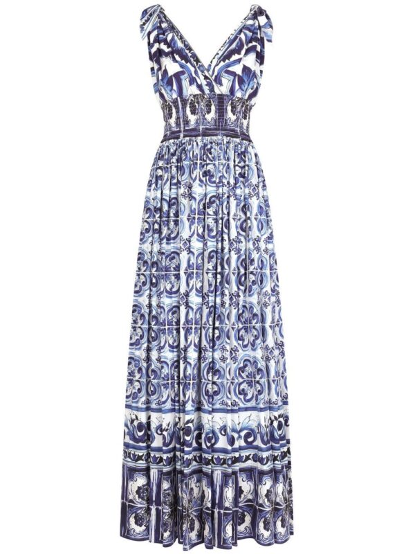Dolce & Gabbana Majolica-print poplin maxi dress