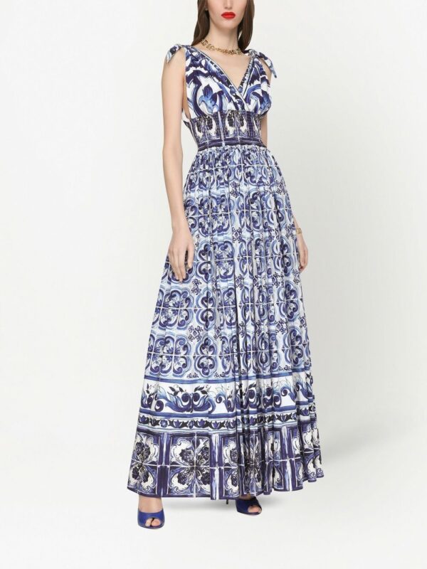 Dolce & Gabbana Majolica-print poplin maxi dress - Image 4