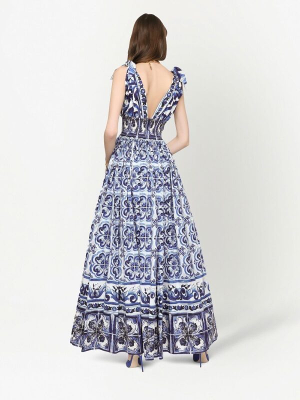 Dolce & Gabbana Majolica-print poplin maxi dress - Image 3