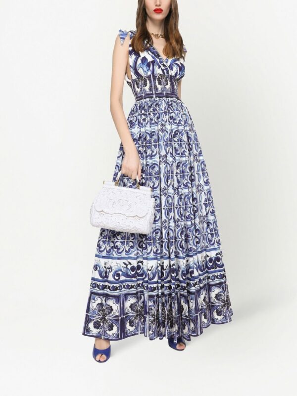 Dolce & Gabbana Majolica-print poplin maxi dress - Image 5