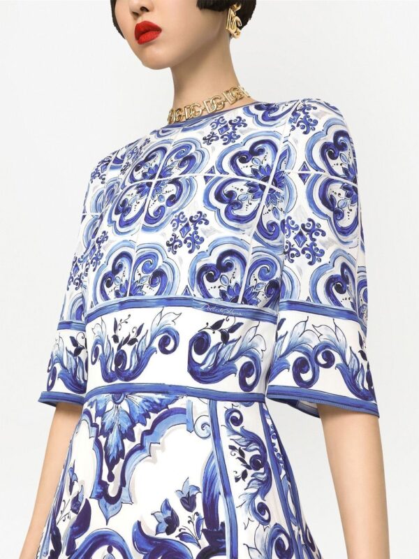 Dolce & Gabbana Majolica-print midi dress - Image 5