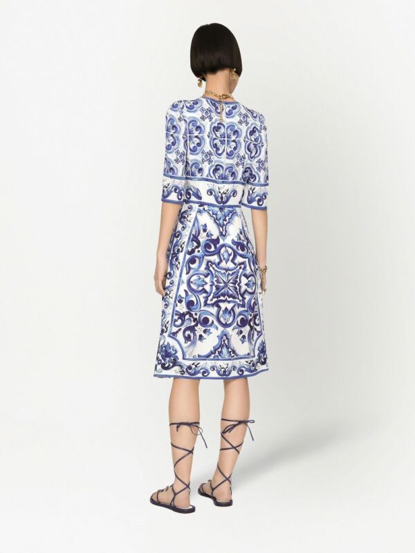 Dolce & Gabbana Majolica-print midi dress - Image 4