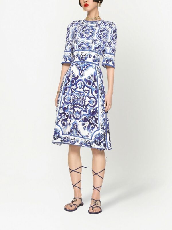 Dolce & Gabbana Majolica-print midi dress - Image 3