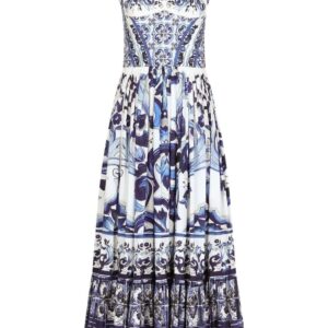 Dolce & Gabbana  Majolica-print bustier maxi dress