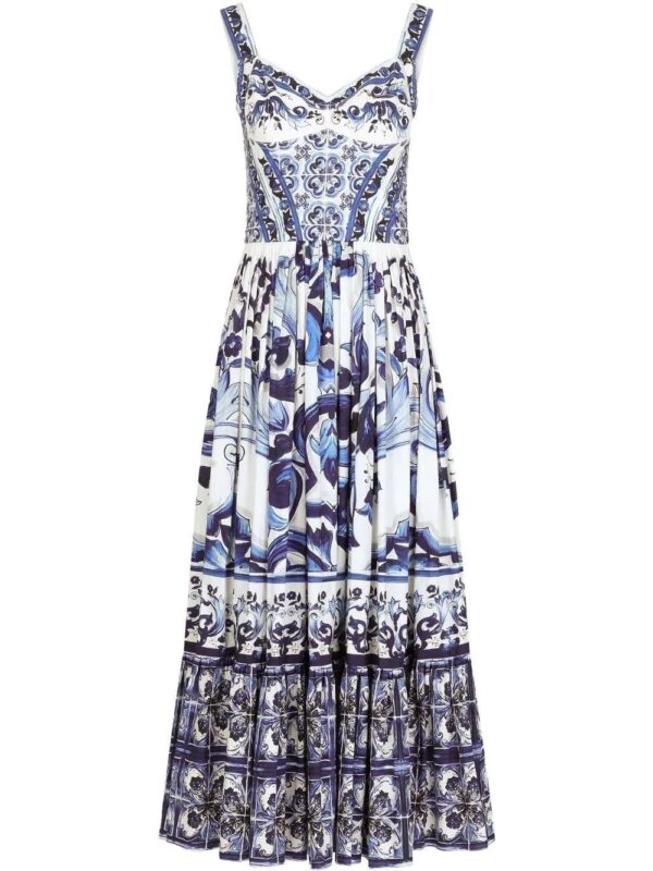 Dolce & Gabbana  Majolica-print bustier maxi dress