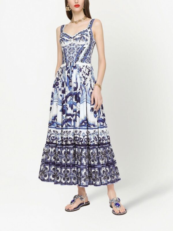 Dolce & Gabbana Majolica-print bustier maxi dress - Image 3