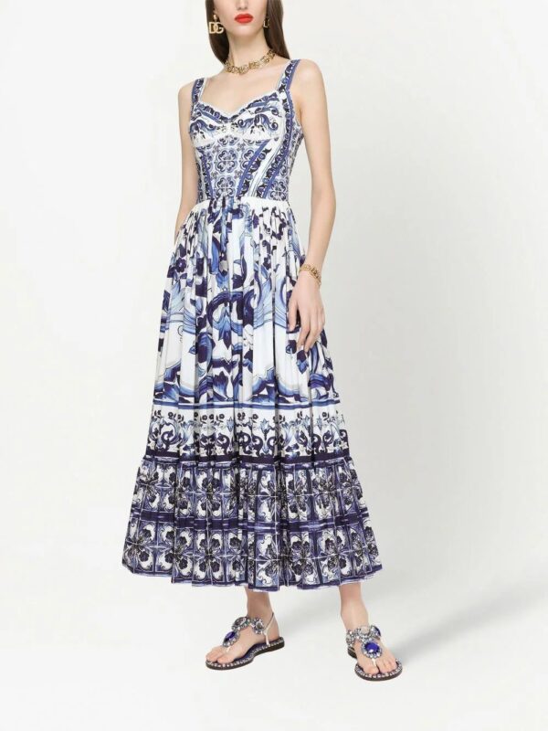Dolce & Gabbana  Majolica-print bustier maxi dress - Image 3