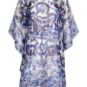Dolce & Gabbana  Majolica-print silk kaftan dress