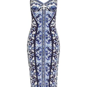 Dolce & Gabbana Majolica-print bustier dress