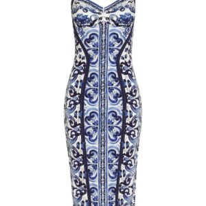 Dolce & Gabbana  Majolica-print bustier dress