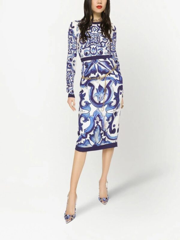 Dolce & Gabbana  Majolica-print pencil midi dress - Image 2
