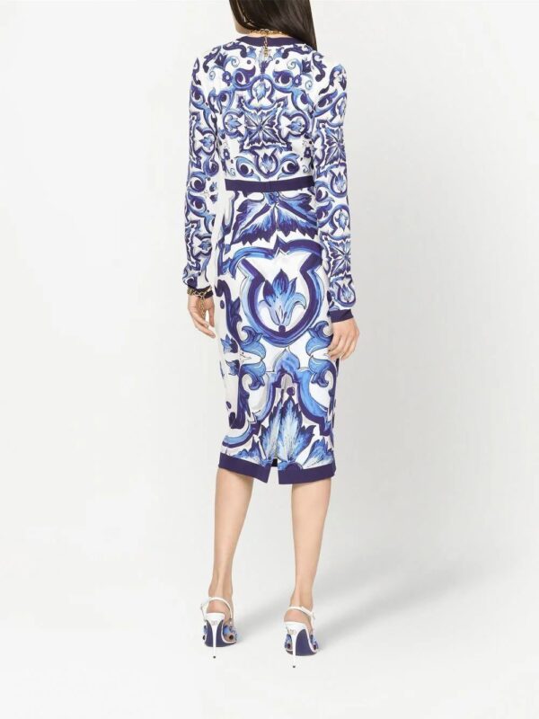 Dolce & Gabbana  Majolica-print pencil midi dress - Image 4