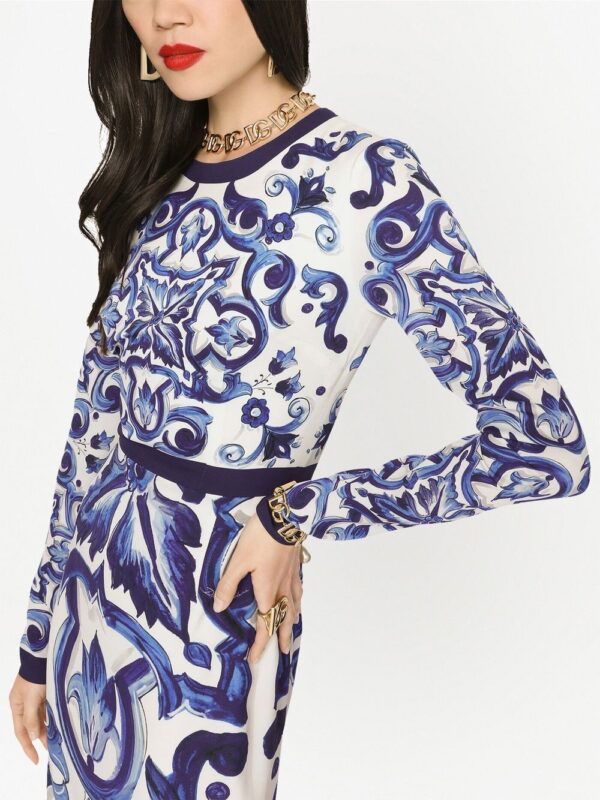 Dolce & Gabbana Majolica-print pencil midi dress - Image 4