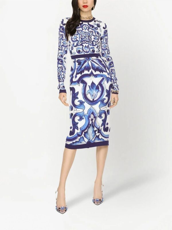 Dolce & Gabbana  Majolica-print pencil midi dress - Image 3