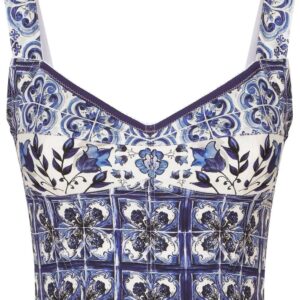 Dolce & Gabbana Majolica-print bustier cropped top