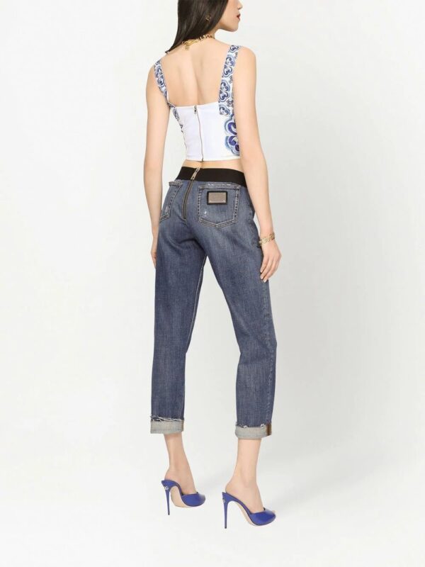 Dolce & Gabbana  Majolica-print bustier cropped top - Image 4