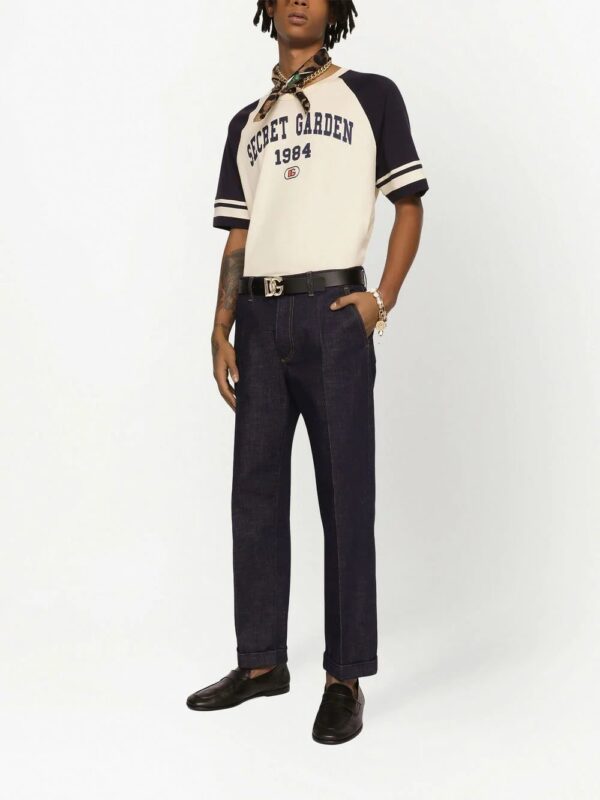 Dolce & Gabbana  motif-print two-tone cotton T-shirt - Image 3
