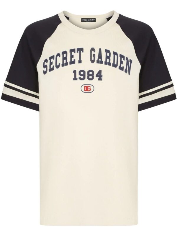 Dolce & Gabbana  motif-print two-tone cotton T-shirt