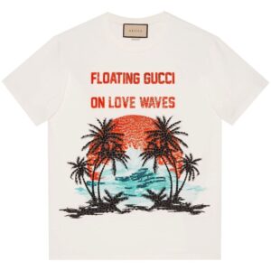 Gucci sequinned slogan-print T-shirt
