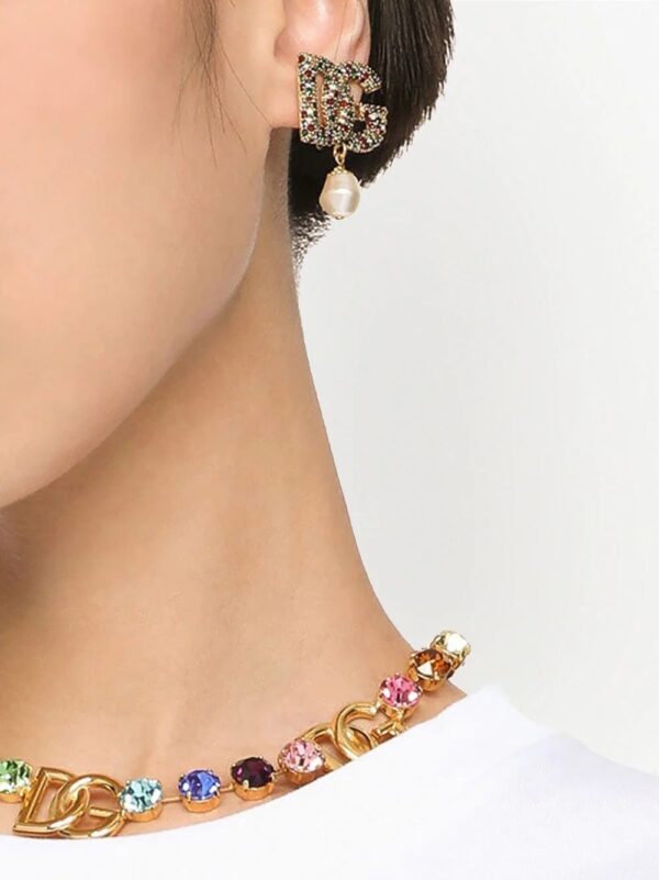 Dolce & Gabbana  logo-plaque pearl-detail earrings - Image 2