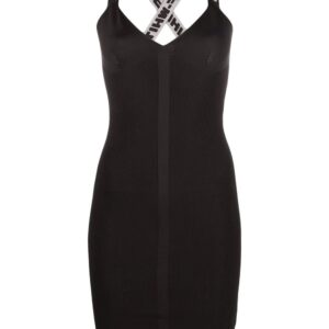 Off-White  logo straps V-neck mini dress