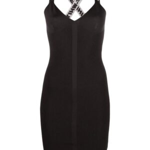 Off-White  logo straps V-neck mini dress